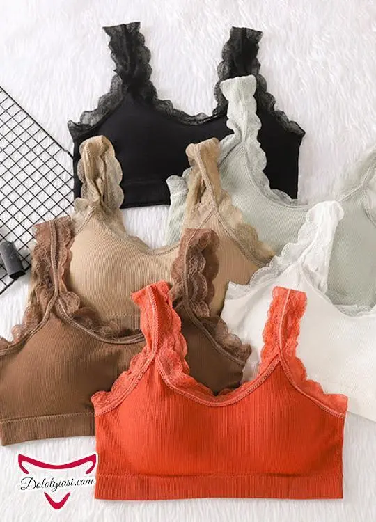 Áo bra cotton gân tăm viền ren cao cấp AB2