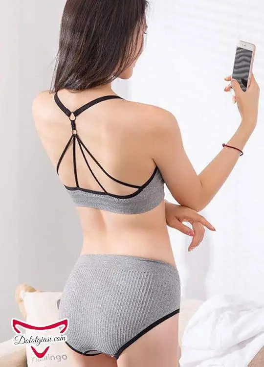 Bộ đồ lót nữ cotton tăm viền chữ cao cấp BL4