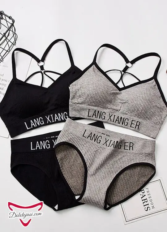 Bộ đồ lót nữ cotton tăm viền chữ cao cấp BL4