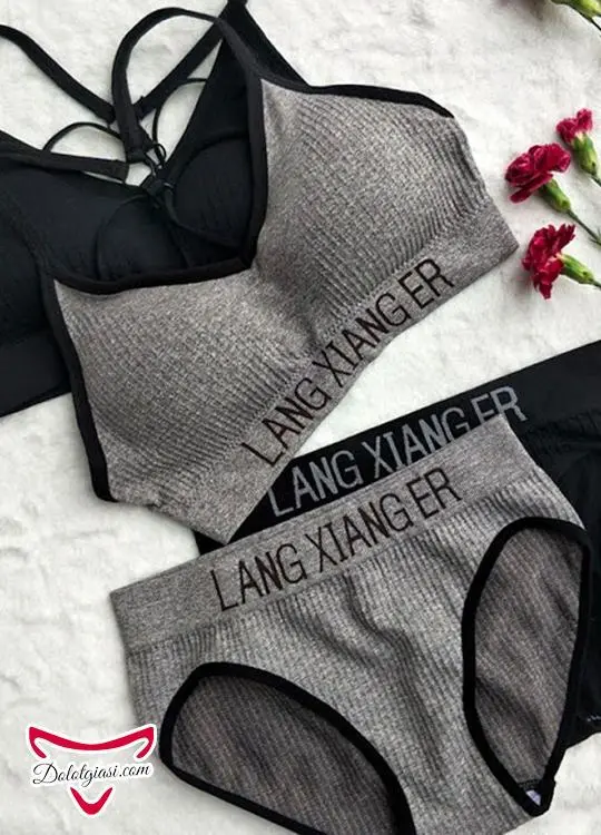 Bộ đồ lót nữ cotton tăm viền chữ cao cấp BL4
