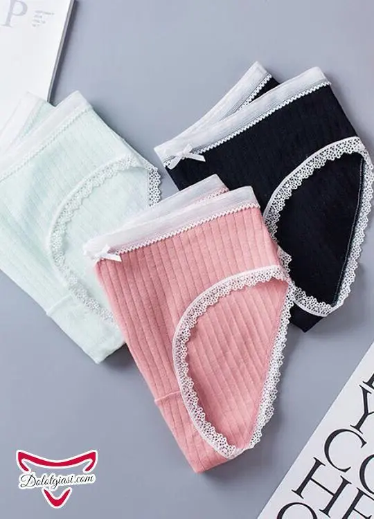 Quần lót cotton tăm viền ren cao cấp QC6
